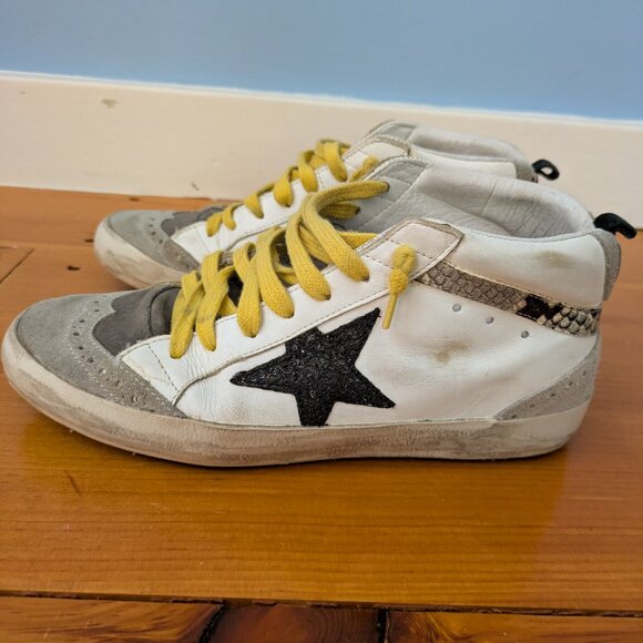 Golden Goose Deluxe Brand White with Gray Mid-star Sneakers - Picture 2 of 4